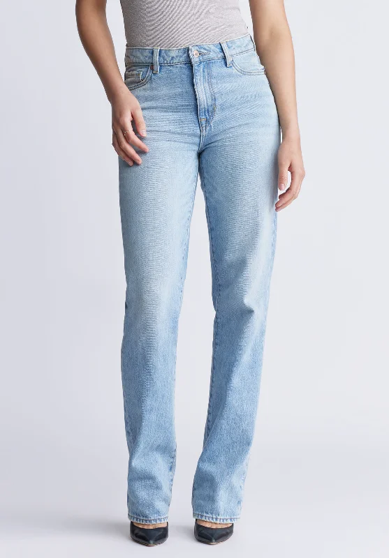 Sustainable Jeans for Eco -Mid Rise Straight Mary Women's Jeans, veined and worked - BL15926