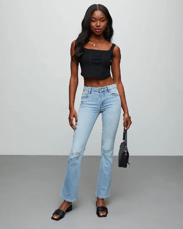 Bootcut Jeans for Flattering -Matira High Rise Distressed Flare Jeans