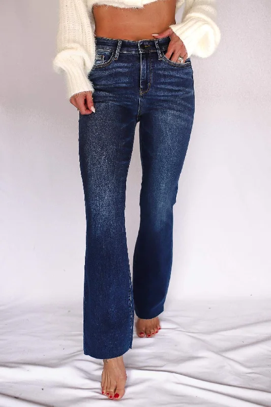 Skinny Jeans for Slim Fit -Josephine Mid Rise Raw Hem Bootcut Jeans