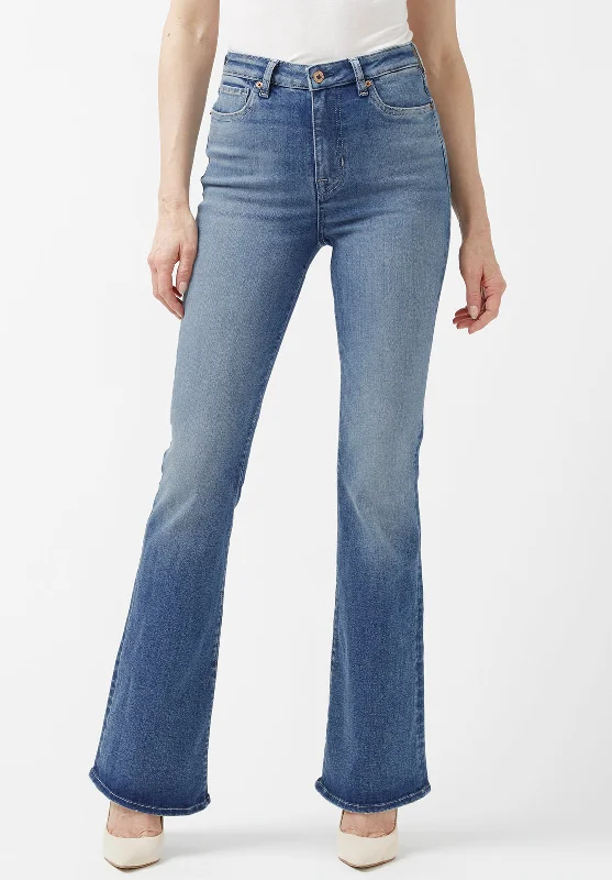 Light Wash Jeans for Casual -Joplin High Rise Women’s Jeans with Flared Leg - BL15899