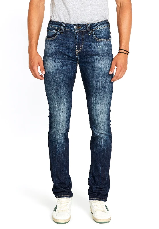 Cutoff Shorts Jeans for Fun -Slim Ash Men's Jeans in Sanded and Faded Blue - BM22591