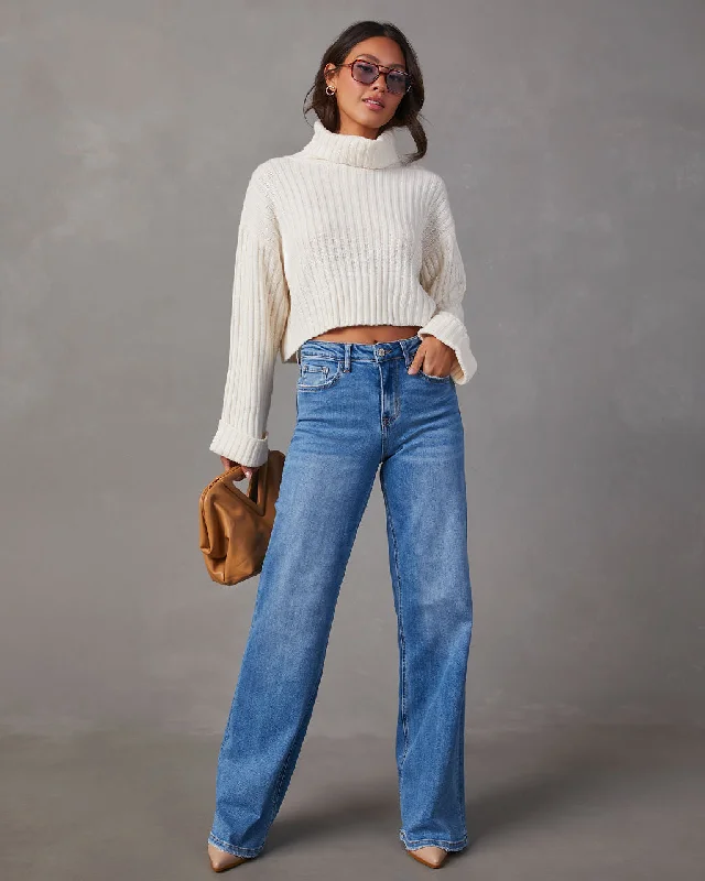 Colored Jeans for Variety -Charley High Rise Wide Leg Stretch Jeans