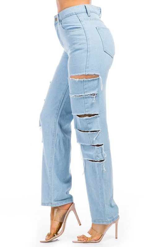 Mom Jeans for Vintage Appeal -DENIM JEANS MULTI CUT