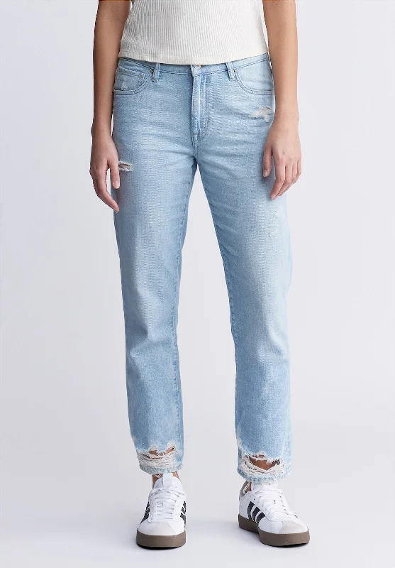 Four Pocket Jeans for Simplicity -Relaxed Boyfriend Madison Women's Jeans, Distressed Vintage - BL15924