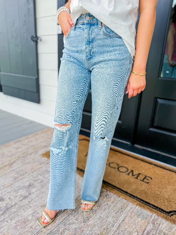 Relaxed Jeans for Comfortable -Medium Light Wide Straight Jeans