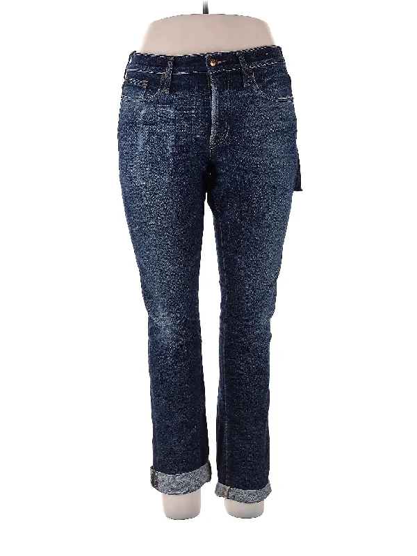 Raw Denim Jeans for Authentic -High-Rise Straight-leg Jeans in Medium Wash