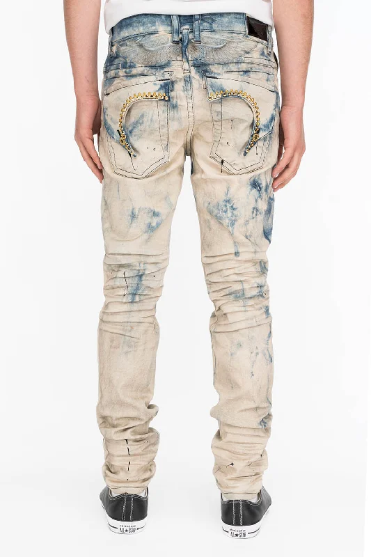 Maxi Skirt Jeans for Elegant -KILLER FLAP MENS SLIM JEANS IN FROZEN WASH WITH GOLD CRYSTALS