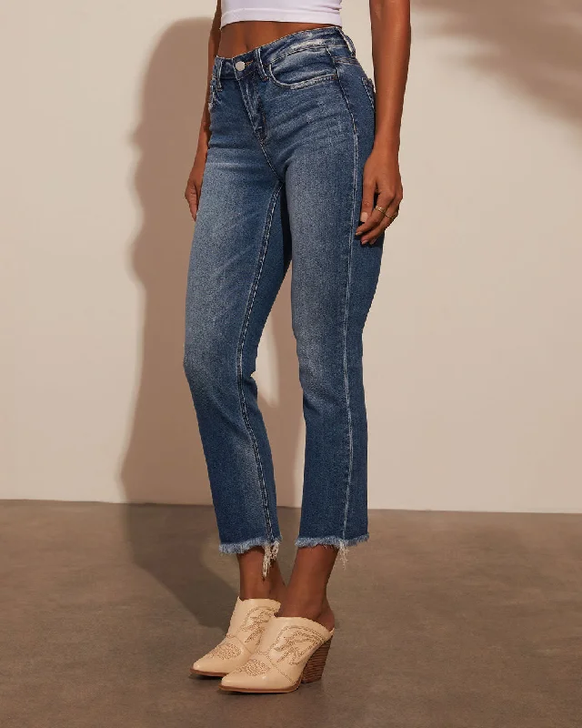 Tapered Jeans for Modern -Collins Mid Rise Crop Slim Straight Jeans