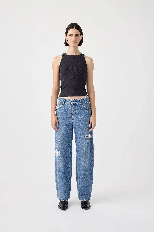 Blue Jeans for Everyday Wear -Avril Mid Slouchy Wide Jean Tomorrow