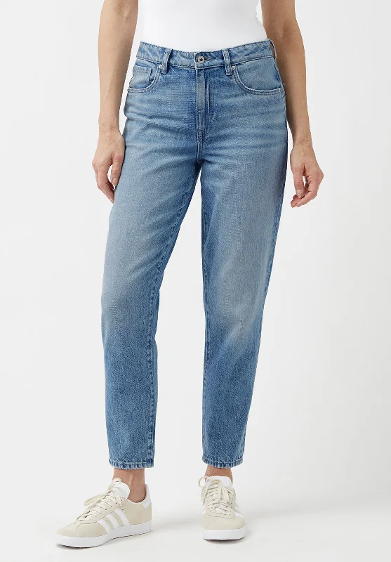 Zipper Fly Jeans for Convenience -Margot Mom Jeans in Broken-in Wash - BL15903