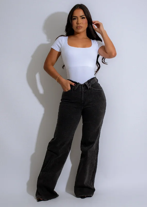 Stretch Jeans for Flexibility -Vintage Wash High Rise Jeans Black