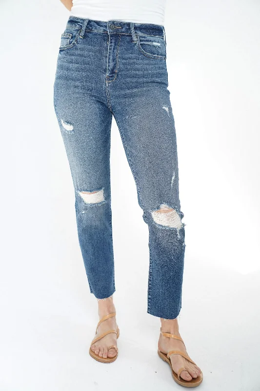 Slim Boyfriend Jeans for Hybrid -Chrissy Distressed Straight Leg Jeans