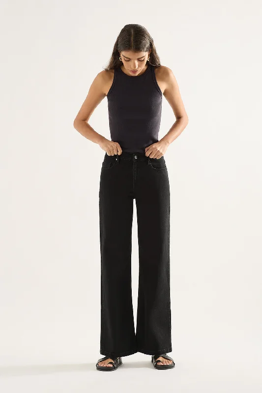 Shopping Jeans for Convenient -Mia Mid Wide Leg Jean Black