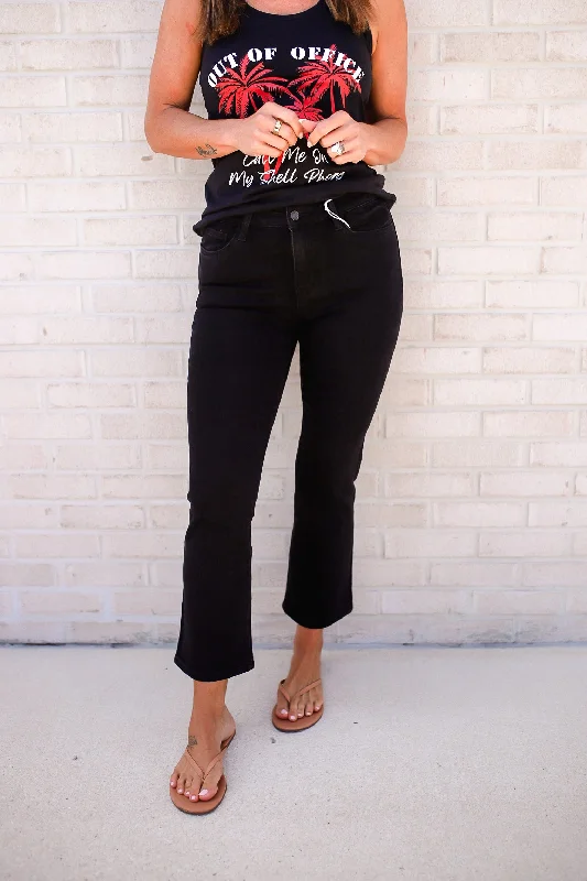 Party Jeans for Night Out -Midnight Stroll Crop Flare Jeans Plus/Reg WH