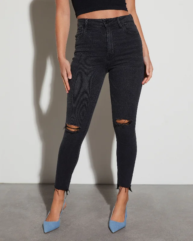 Side Pocket Jeans for Extra -Volt High Rise Distressed Skinny