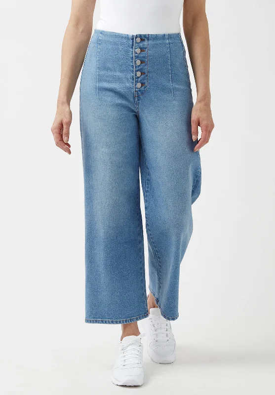 Back Pocket Jeans for Design -Adela High Rise Cropped Women's Jeans with Buttoned Fly - BL15874