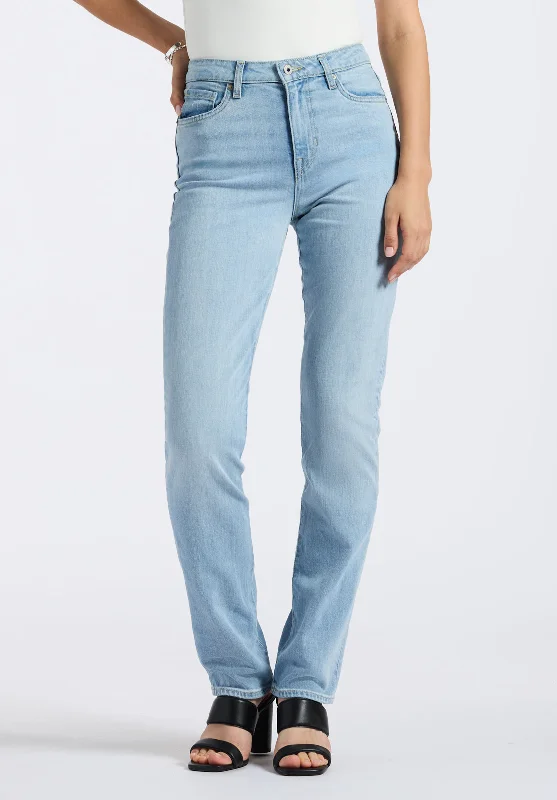 Shorts Jeans for Hot Days -High Rise Straight Jayden Women's Jeans in Light & Soft Blue - BL15837