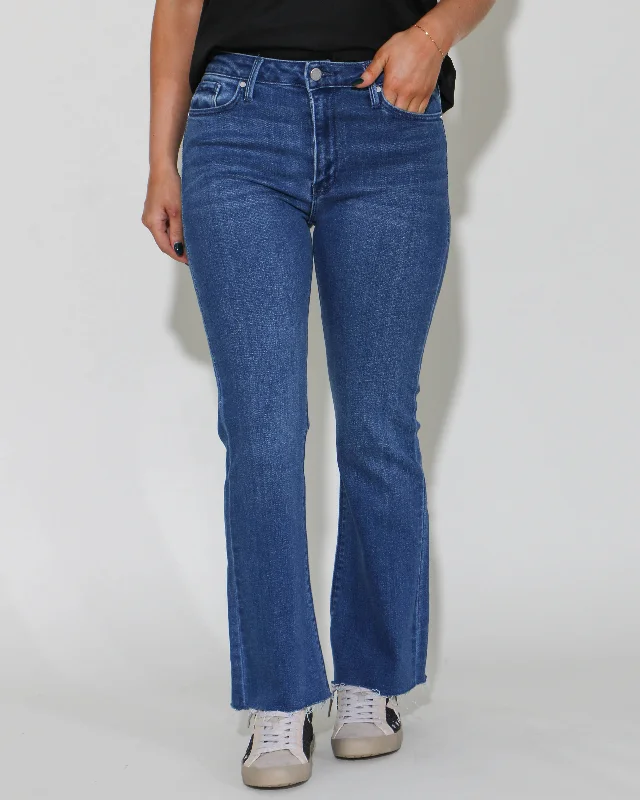 Straight Jeans for Classic Style -High Rise Medium Wash Crop Flare Jeans