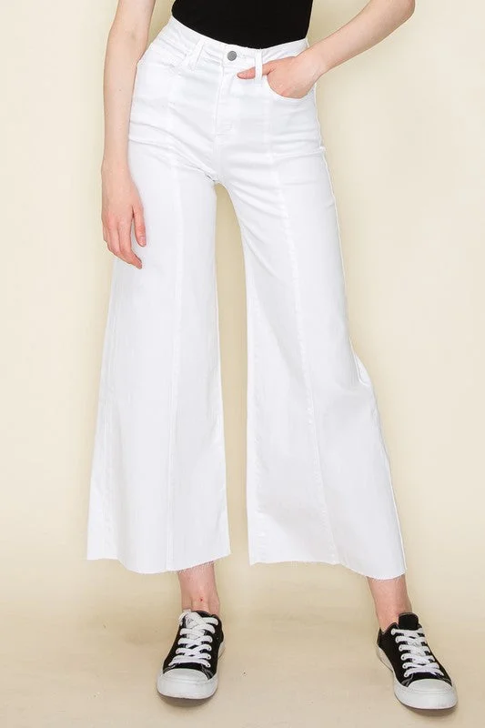 Father's Day Jeans for Present -Wide leg cropped denim jeans