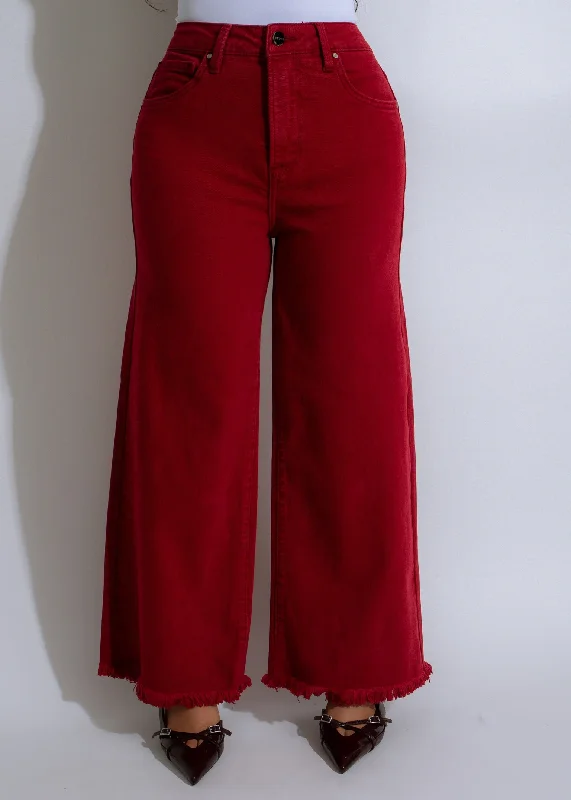 Slim Boyfriend Jeans for Hybrid -Sable Flare Jeans Red