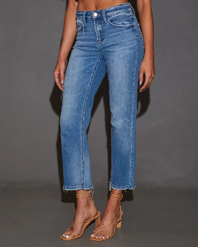 Wedding Jeans for Casual -Darina Mid Rise Cropped Straight Leg Jeans