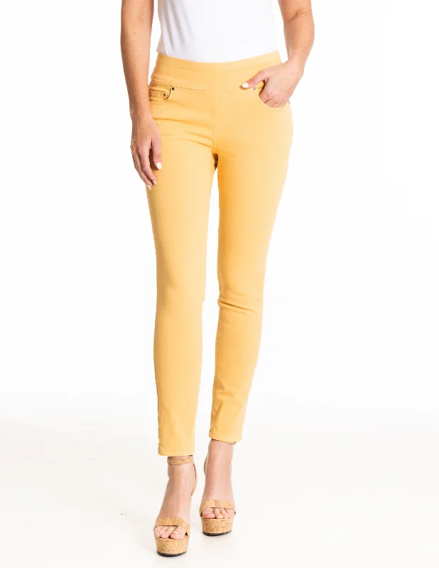 Fashion Jeans for Trendsetter -4 WAY STRETCH PULL ON SKINNY ANKLE JEAN - Goldenrod