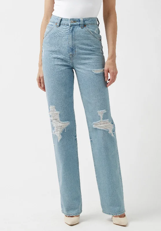 Decorated Back Pocket Jeans for Style -Super High Rise Jane Loose Straight Women's Jeans - BL15898