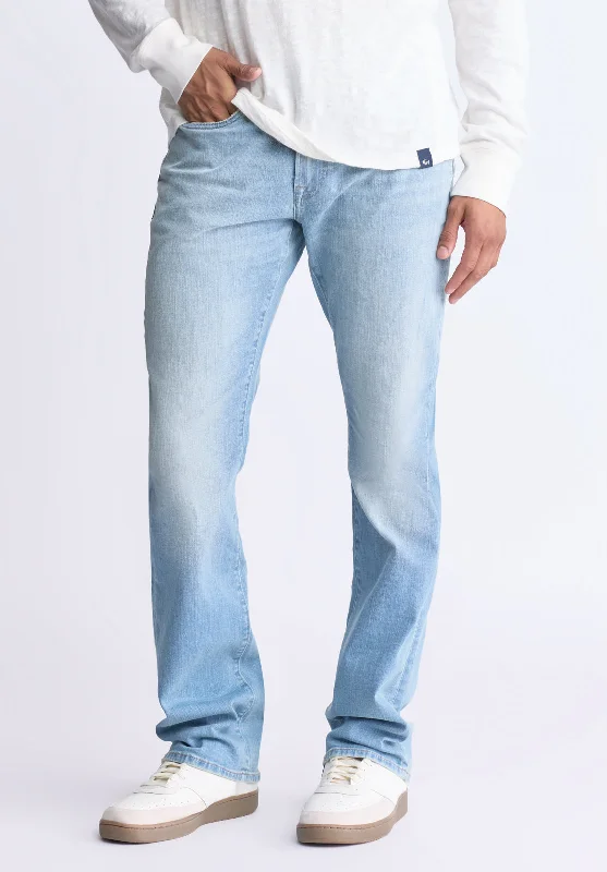 Business Jeans for Dressy -Relaxed Boot Game Men's Vintage Feel Jeans, Light blue - BM26002