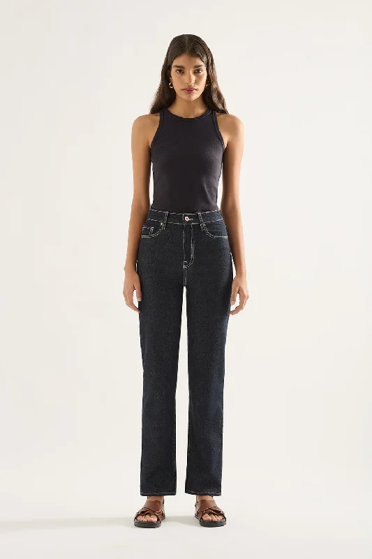 Casual Friday Jeans for Relaxed -Zoe High Straight Jean Full Length - Rinse