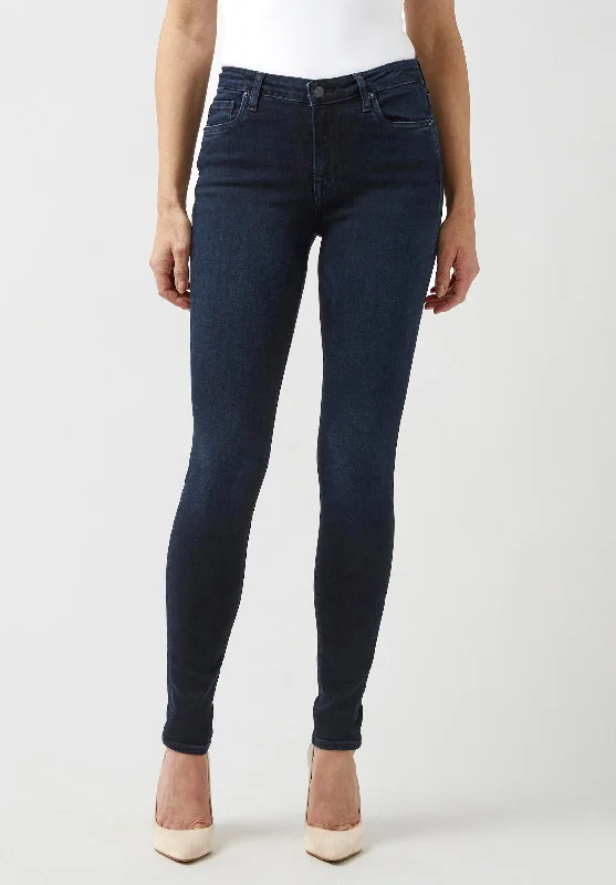 Mother's Day Jeans for Gift -Mid Rise Skinny Alexa Women's Jeans in Rinsed Dark Blue Rinsed - BL15670