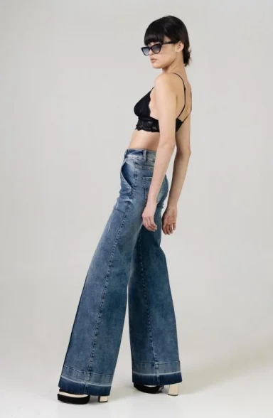 Button Fly Jeans for Traditional -The Beyond Wide Leg Jean | Marble Wash