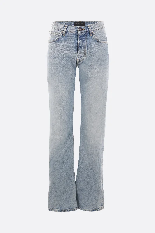 Distressed Jeans for Edgy Style -low-waist straight jeans in organic Japanese twill