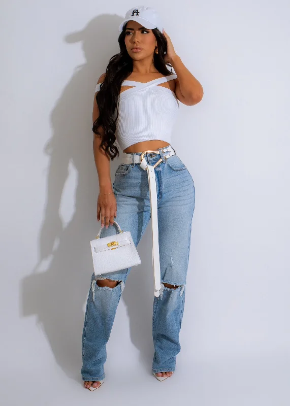 White Jeans for Fresh Look -Love At First Sight Ripped Jean Light Denim