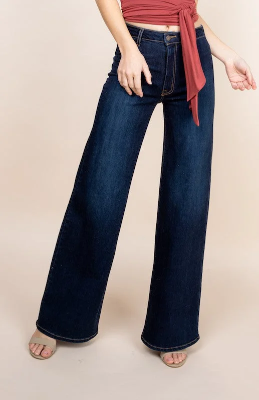 Holiday Jeans for Festive -Wide Leg High Rise Denim Jeans