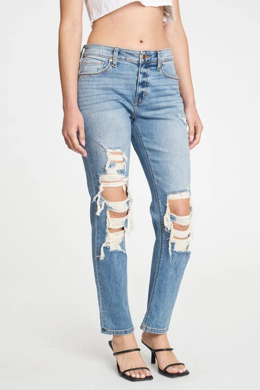 Yoga Jeans for Stretch -Frankie Mid Rise Girlfriend Jeans