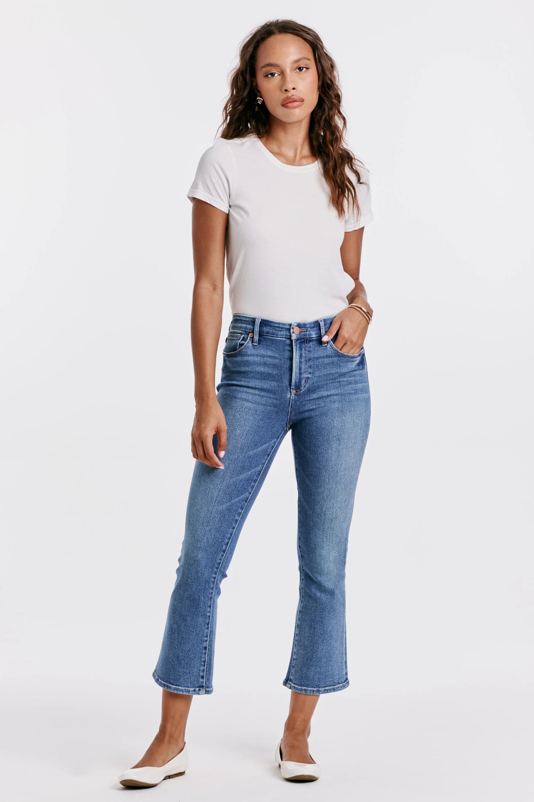 A-line Skirt Jeans for Grace -Dear John Denim Jeanne Super High Rise Cropped Flare Jeans Wexford