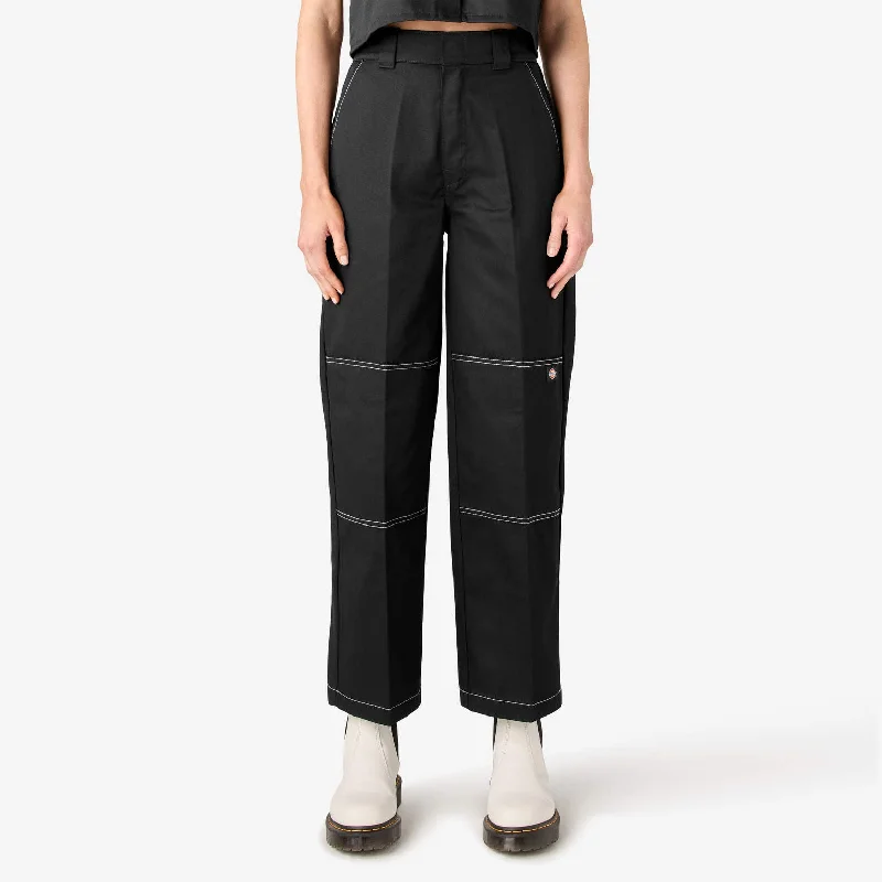 Pleated tight trousers for women with vintage-inspired design and modern twist -Dickies Women’s Relaxed Fit Double Knee Pants