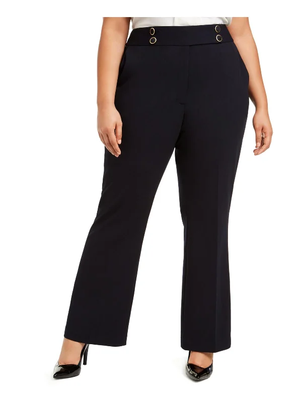 Tight cargo trousers for women with stylish pockets and slim cut for urban look -Plus Womens High Waisted Wide Leg Pants