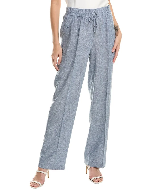 High-waisted tight trousers for women with belt loops for added style -Jones New York Drawstring Linen-Blend Pant