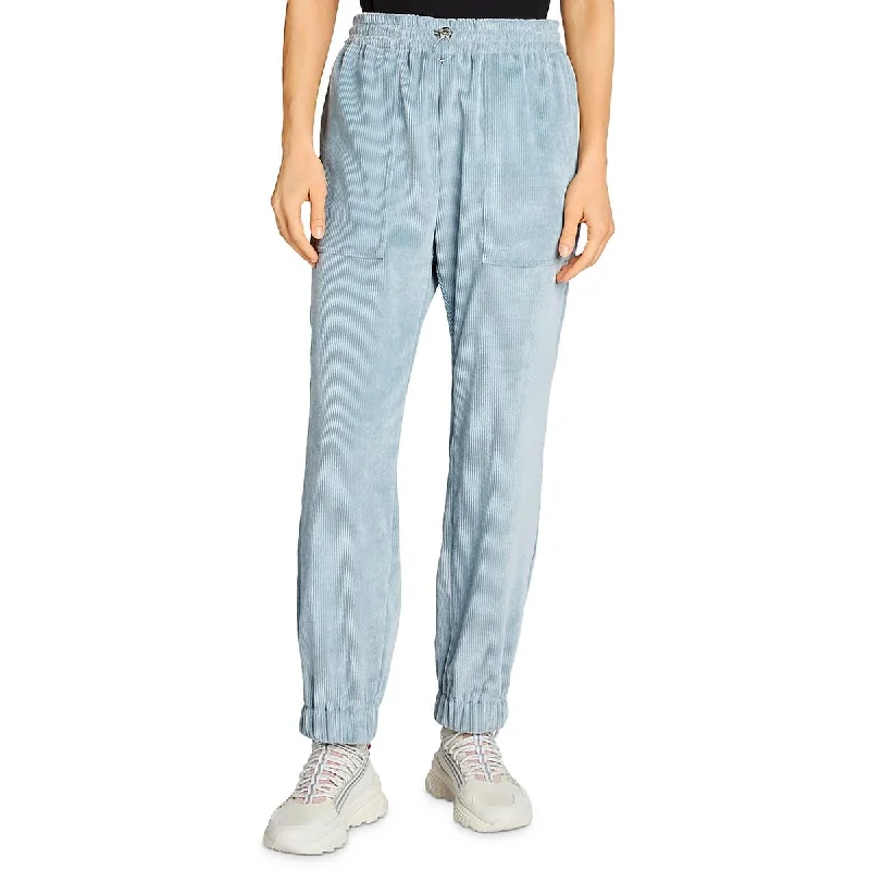 High-waisted tight trousers for women with pleated front and polished design -Moncler Womens Corduroy Drawstring Jogger Pants