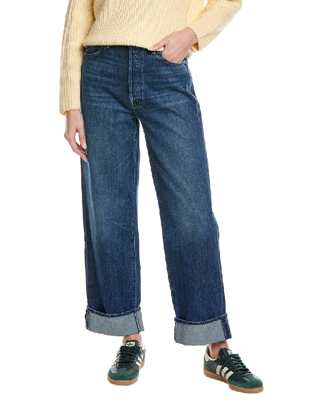 Tight trousers for women with decorative buttons and flattering silhouette for day wear -MOTHER The Spitfire Nerdy Cuff Did You Bring Me Anything Straight Leg Jean