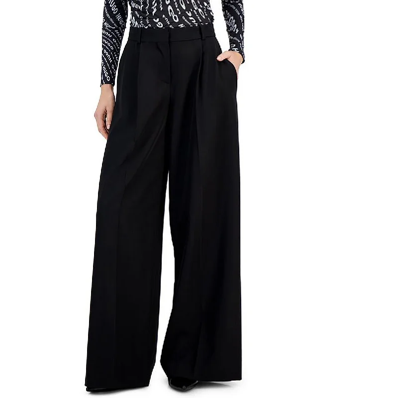 Lightweight tight trousers for women with breathable fabric and easy styling -Hugo Womens Pleated High Rise Trouser Pants