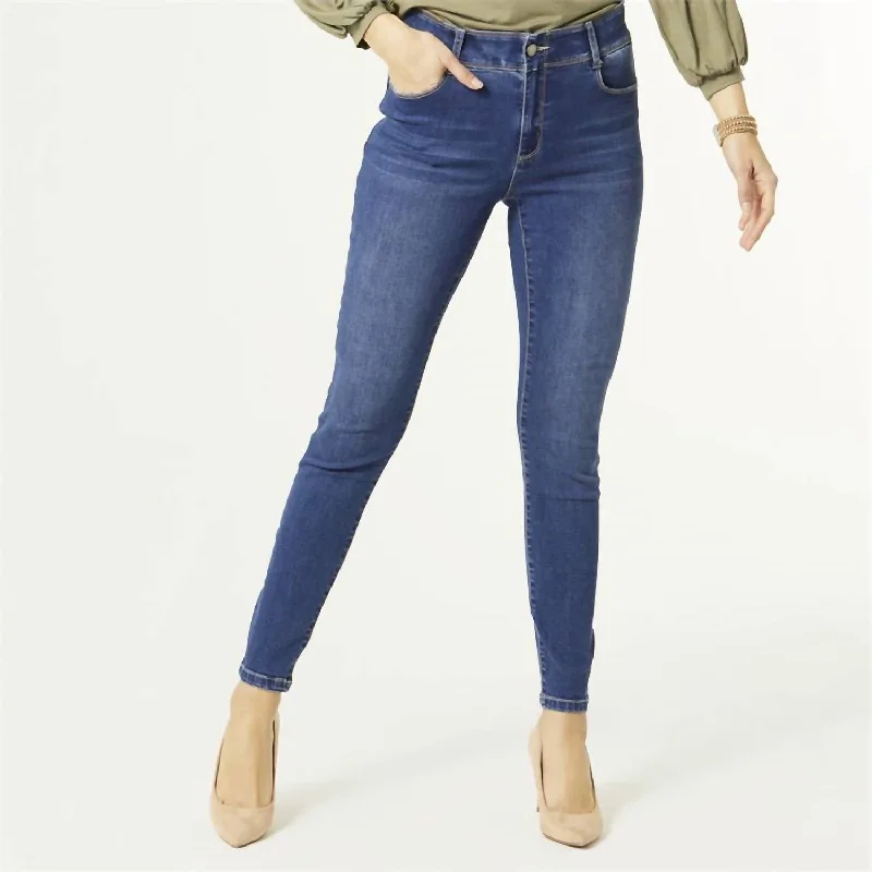 Formal tight trousers for women with sharp crease and sophisticated tailoring -Omg Zoey Zip Skinny Jeans In Blue