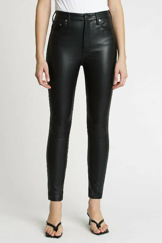 High-rise tight trousers for women with pleated front and classic look -Aline Highrise Pants In Slate Black