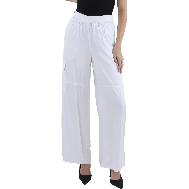 Skinny fit tight trousers for women with minimalistic design for clean look -DKNY Womens Twill Pull On Wide Leg Pants