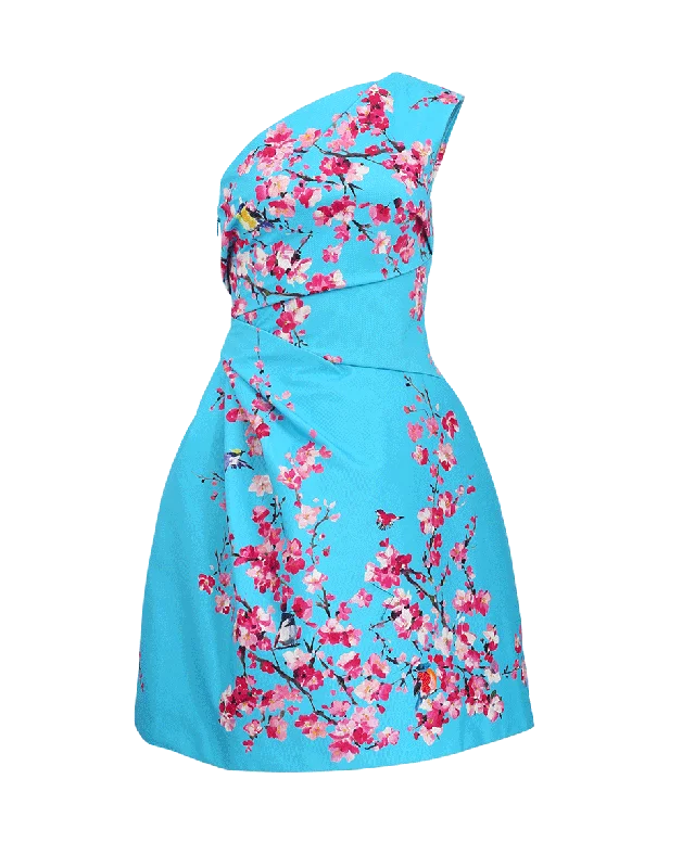 Geometric Dresses for Modern -One Shoulder Floral Dress