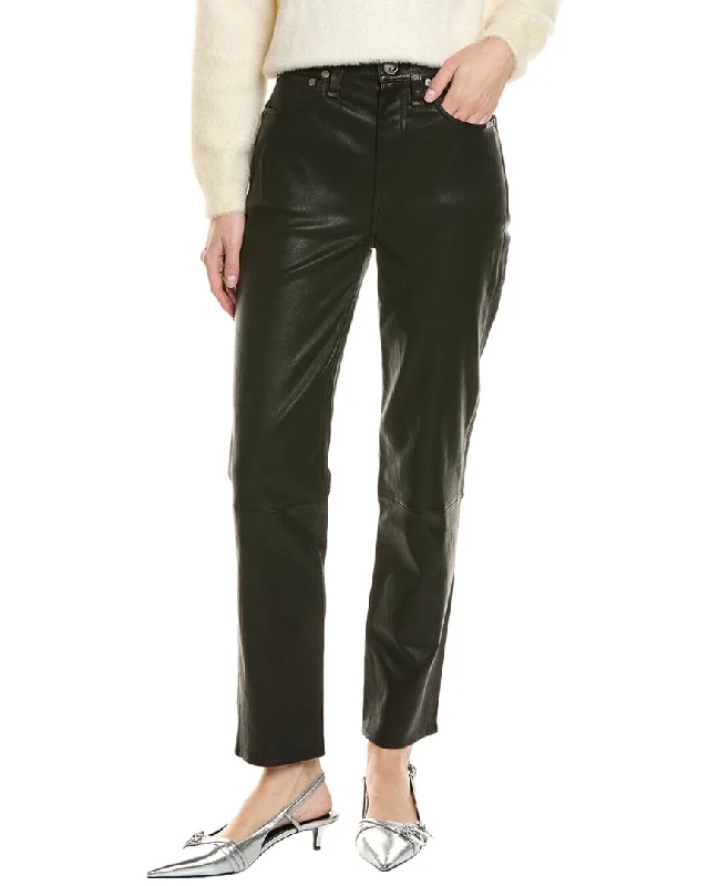 Casual tight trousers for men with slim cut and cotton fabric for comfort -rag & bone Wren High-Rise Slim Leather Pant