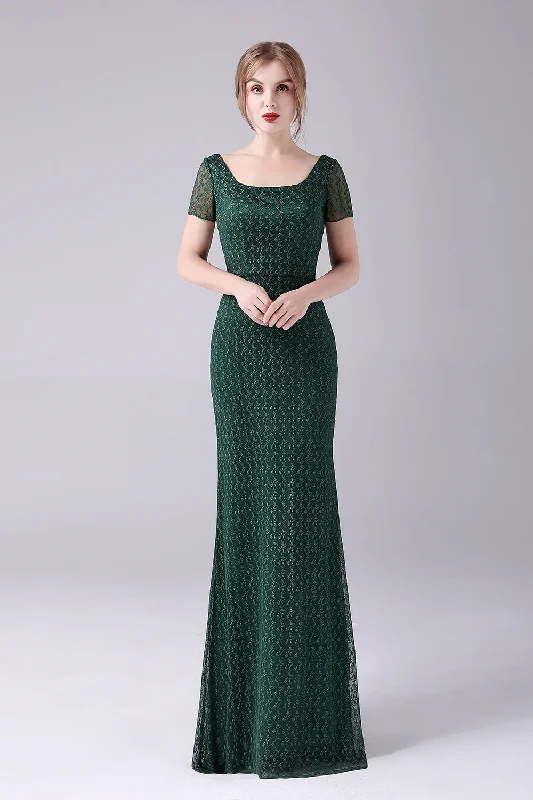 Patchwork Dresses for Bohemian -Dark Green Mermaid Square Neck Floor-Length Mother Of the Bride Dress