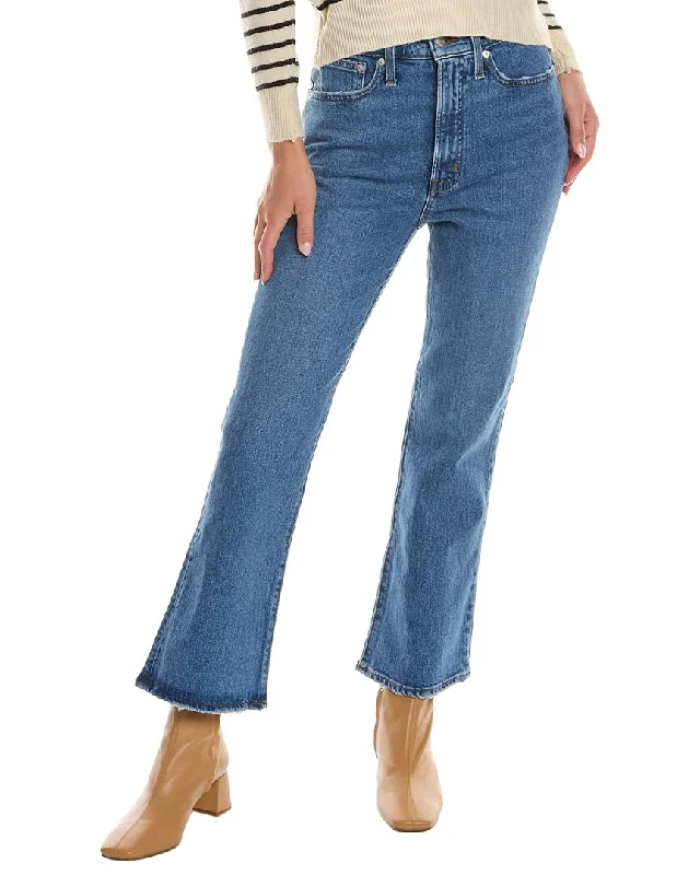 Smart casual tight trousers for women with cuffed ankle and tailored design -Madewell The Perfect Vintage Earlwood Wash Flare Crop Jean