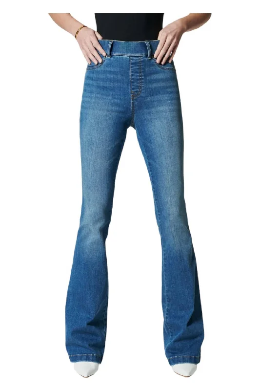 Stylish tight trousers for men with tapered leg and contemporary look -Flare Pull-On Jeans In Vintage Indigo